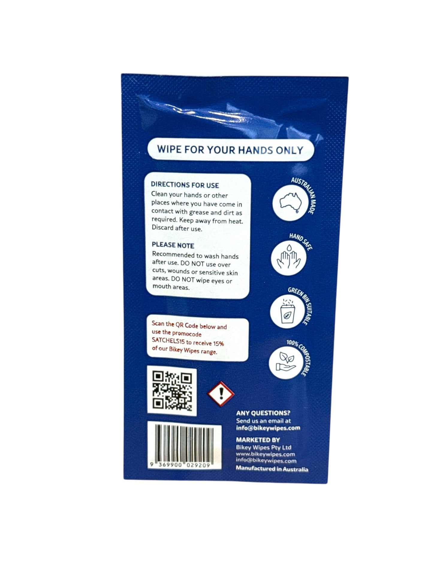 Bikey Wipes Emergency Degreaser Wipe - Single Use