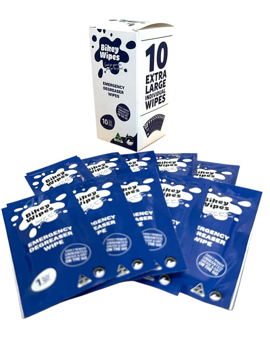 Bikey Wipes Emergency Degreaser Wipes - Box of 10